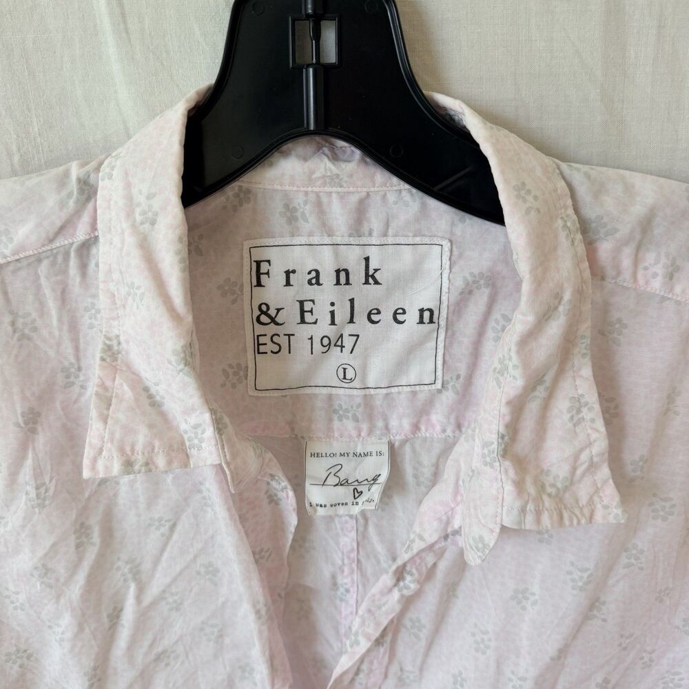 Frank & Eileen Barry L Pink Floral Button Shirt Italian Cotton Made USA Large - Picture 7 of 13